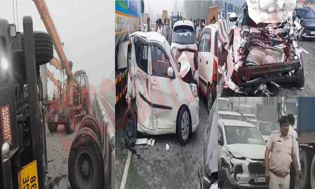हाईवे पर 15 वाहनों में हुई टक्कर, लगा जाम, 10 घायल