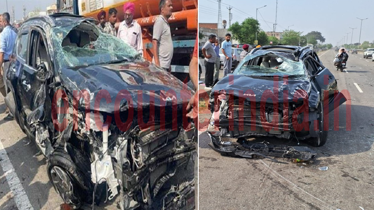 Jalandhar News: रेलिंग तोड़ सड़क के दूसरी ओर पलटी कार, कई घायल