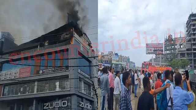 Caelum Restro Mall में लगी आग, मची अफरा-तफरी, देखें वीडियो