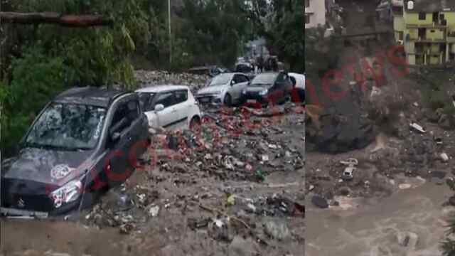 इस इलाके में बादल फटा, कई गाड़ियां मलबे में फंसी, देखें वीडियो