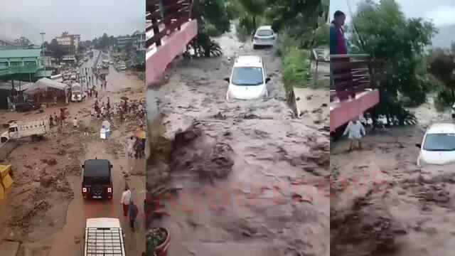 बारिश के साथ बाढ़ से तबाही, गाड़ियां बहीं, कई घरों में घुसा पानी-मलबा, देखें वीडियो