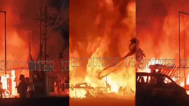 Market में लगी भीषण आग, 6 दुकानें जलकर राख, देखें Video
