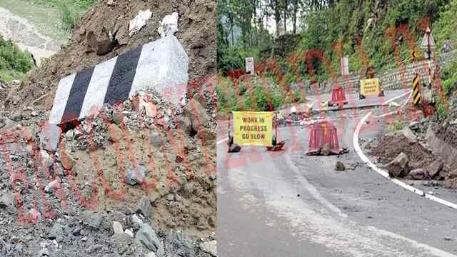 NH-707 पर छाए संकट के बादल, पहली ही बारिश से दीवारें ढहनी शुरू, देखें वीडियो