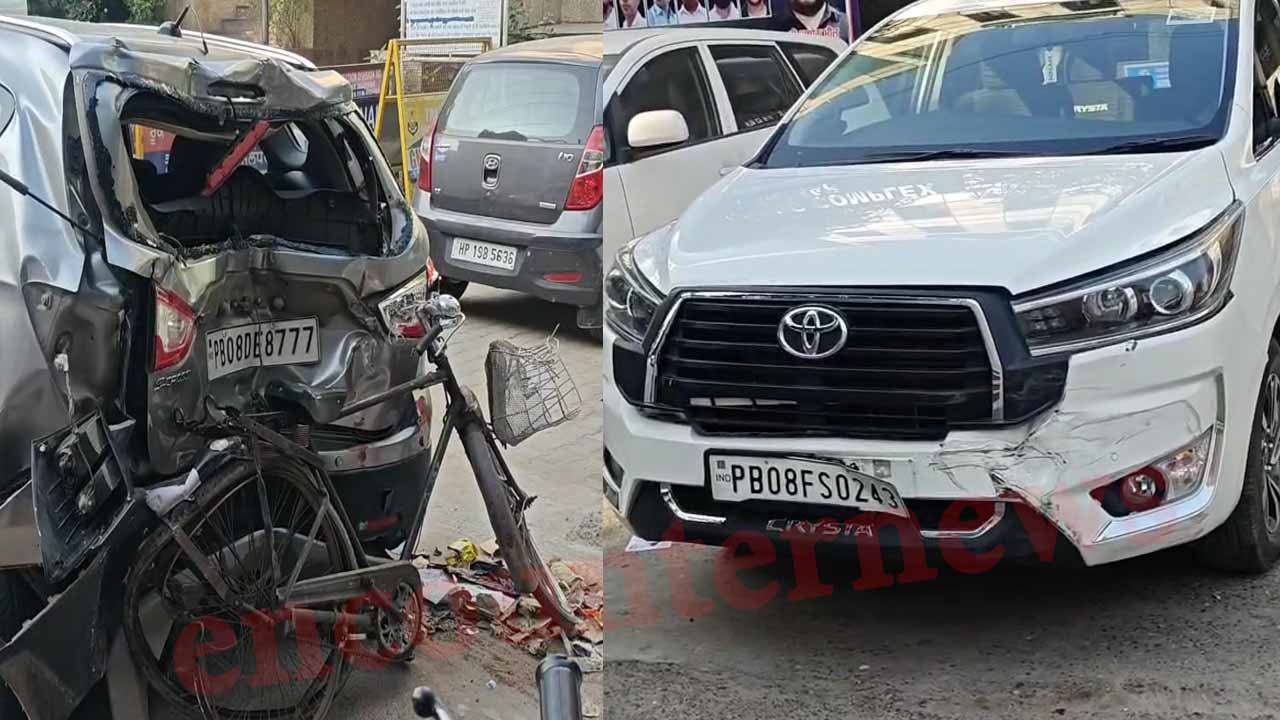 Jalandhar News: Car सीख रही युवती ने हॉकर को मारी टक्कर, पूर्व मंत्री मनोरंजन कालिया की गाड़ी को भी पहुंचा नुक्सान, देखें वीडियो