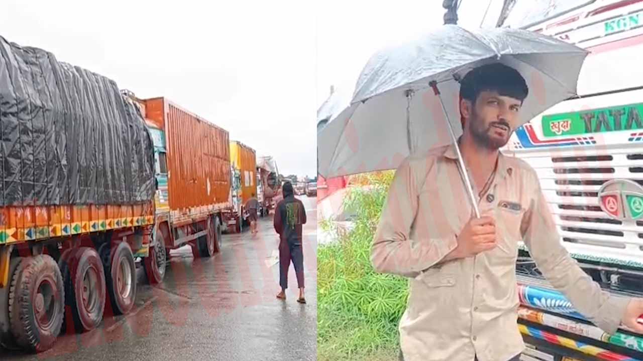 Pathankot-Jammu मार्ग बंद होने ट्रकों की लंबी कतारें, कल से भूखे-सूखे ड्राइवर हुए परेशान, देखें वीडियो