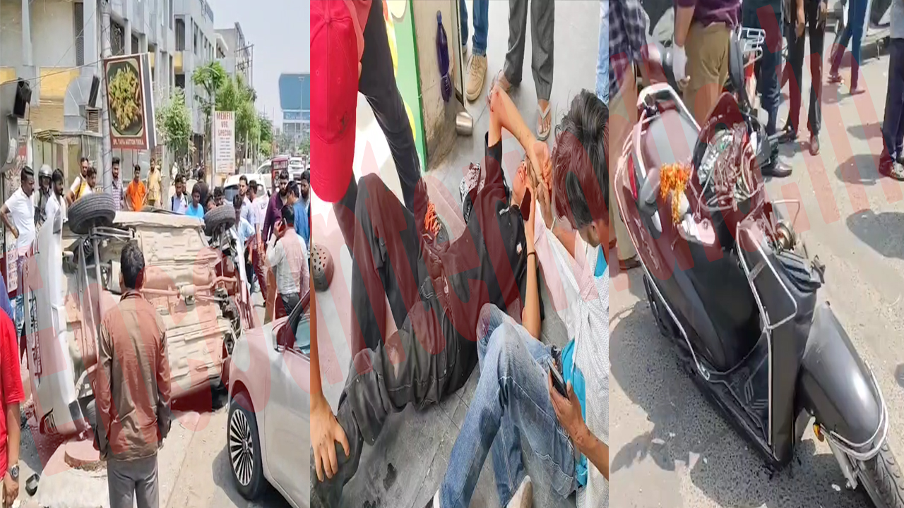 Jalandhar News: PPR Market में हुए सड़क हादसे में पलटी गाड़ी, Ankur Hospital के कर्मी सहित 3 घायल, देखें वीडियो