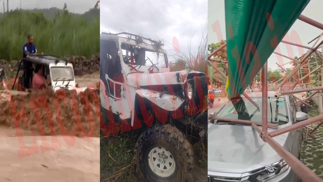 Punjab News: पानी के तेज बहाव में बही जीप, शटरिंग के पोल गिरने से कई गाड़ियां क्षतिग्रस्त, देखें वीडियो