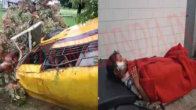 गड्ढे में पलटी Sunshine School Bus, कई बच्चे घायल, देखें वीडियो