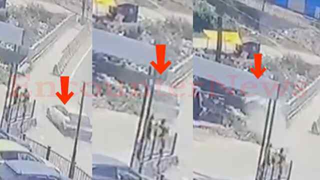 तेज रफ्तार का कहर, अनियंत्रित होकर खाई में गिरी कार, देखें वीडियो