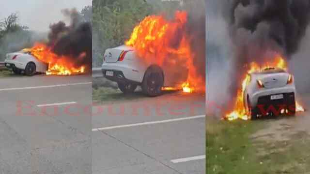 Highway पर धूं-धूं-कर जली लग्जरी गाड़ी Jaguar, देखें वीडियो