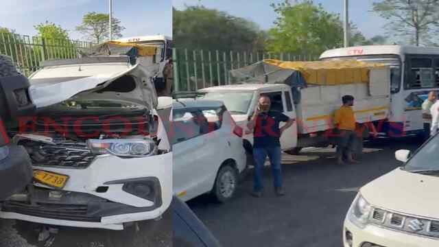 Toll Plaza पर एक साथ टकराई 6 गाड़ियां, जांच में जुटी पुलिस, देखें वीडियो