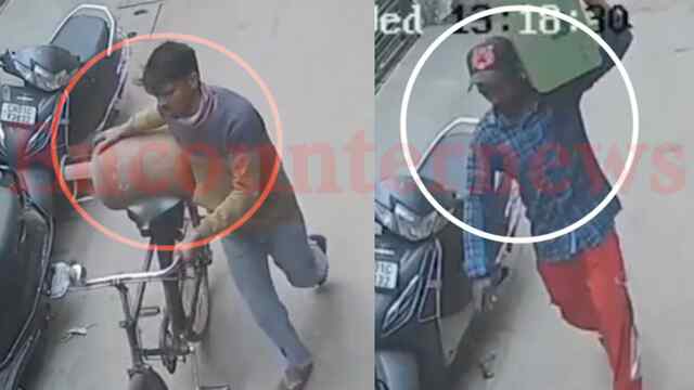 घर से लाखों के गहने और सिलेंडर लेकर चोर फरार, देखें CCTV