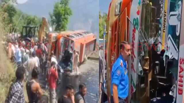 यात्रियों से भरी बस पलटी, एक की मौत, 25 घायल, देखें वीडियो
