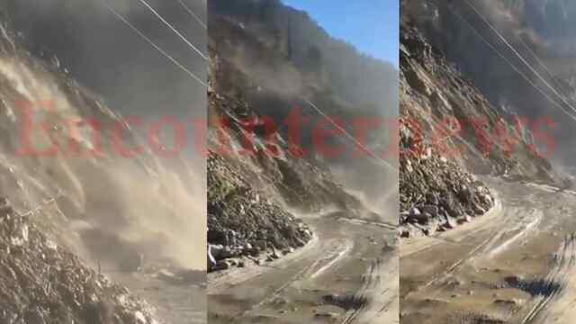 Landslide से भरभरा गिरे पत्थर, रोड़ बंद, बाल-बाल बचे वाहन सवार, देखें वीडियो