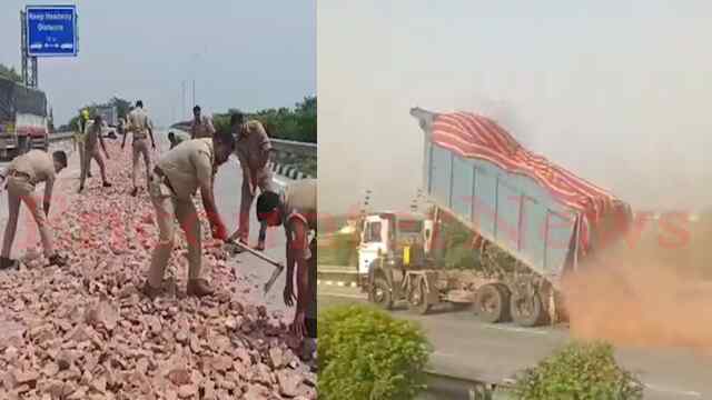 गलत दिशा में चालक ने दौड़ाया डंपर, पुलिस से बचने के लिए सड़क पर पलट दिए पत्थर, देखें वीडियो