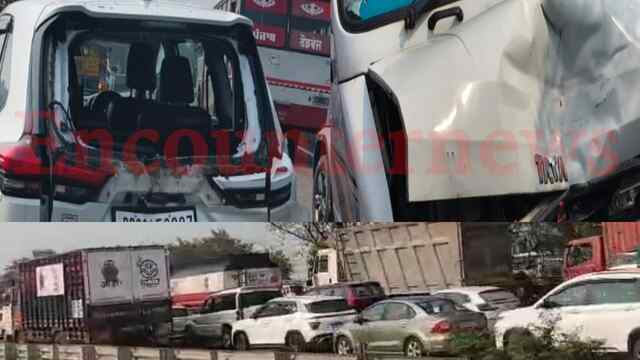 Jalandhar-Phagwara National Highway पर 3 गाड़ियों में टक्कर, लगा लंबा जाम, देखें वीडियो