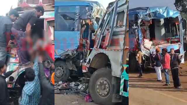 Bus और Truck की आमने-सामने टक्कर, एक की मौत, Cabin बुरी तरह क्षतिग्रस्त, देखें वीडियो