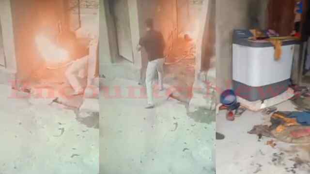 Cylinder बदलते हुए अचानक हुई Gas Leak से घर में लगी भीषण आग, मची अफरा-तफरी, 7 लोग झुलसे, देखें वीडियो