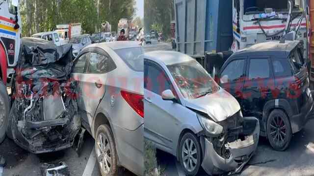 Punjab News: Jalandhar-Pathankot Highway पर 4 वाहनों की टक्कर, गर्भवती महिला सहित 5 घायल, देखें वीडियो