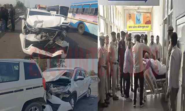 सड़क हादसे में कैबिनेट मंत्री घायल, गाड़ी के खुले एयरबैग, उड़े परखच्चे