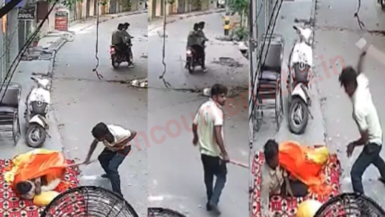 युवक ने दुकान के सामने सो रहे मजदूर को जमकर पीटा, जाने वजह, देखें CCTV