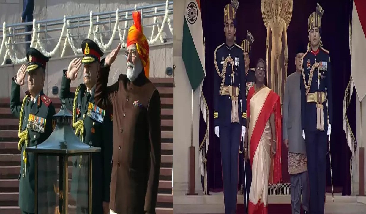 राष्ट्रपति ने कर्तव्य पथ पर फहराया तिरंगा, Helicopter से फूल बरसाए, देखें वीडियो