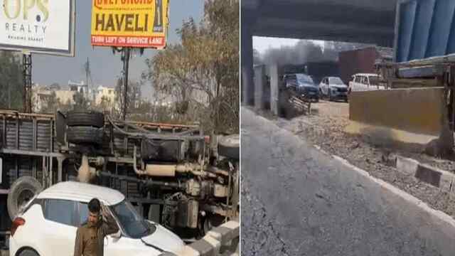 बाइक पर पलटा Overloaded Truck, 2 की मौत, लगा लंबा जाम