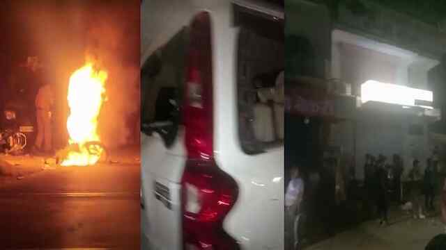 अवैध शराब ब्रिकी को लेकर विवाद, गुस्साएं लोगों ने वाहन तोड़े, बाइक को लगाई आग