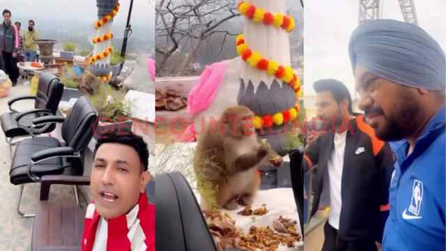 Punjabi film Carry On Jatta के डायरेक्टर का बर्थडे, बंदरिया को खिलाए पकौड़े, देखें वीडियो