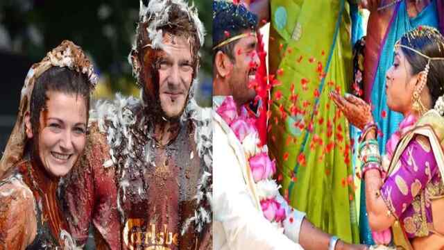 दूल्हा-दुल्हन पर फेंकते हैं टमाटर तो कहीं कचरा, शादी की अजीबोगरीब परंपराएं