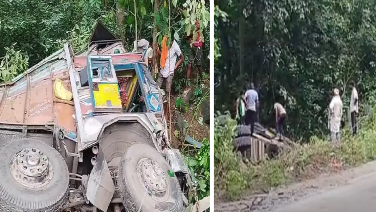 लोहे की शीट से लदा ट्रक गैस टैंकर से टकरा खाई में गिरा, एक की मौत