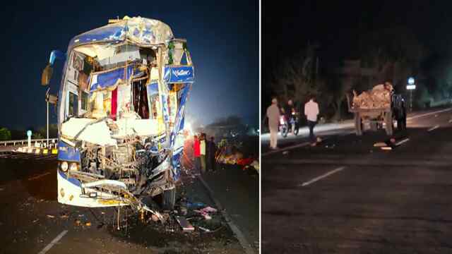 मजदूरों से भरी Bus और Truck में भीषण टक्कर, Driver की मौत, 18 यात्री घायल