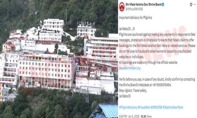 श्राइन बोर्ड ने श्री माता वैष्णो देवी यात्रा को लेकर जारी की एडवाइजरी