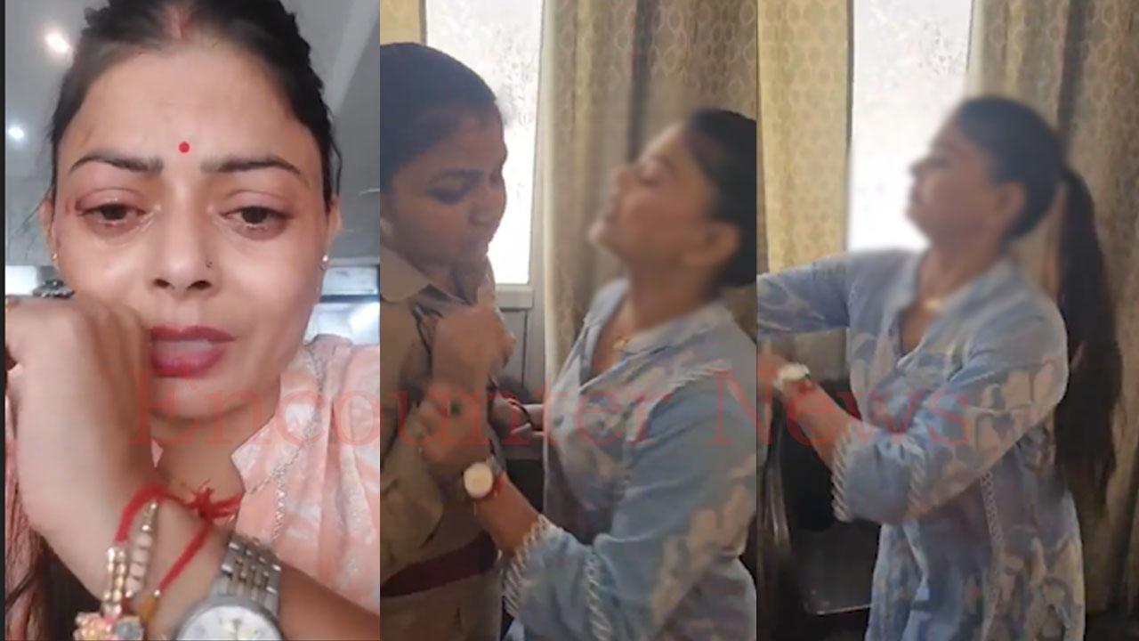 जंग का मैदान बना थाना, सब इंस्पेक्टर और महिला में हुई हाथापाई, देखें वीडियो